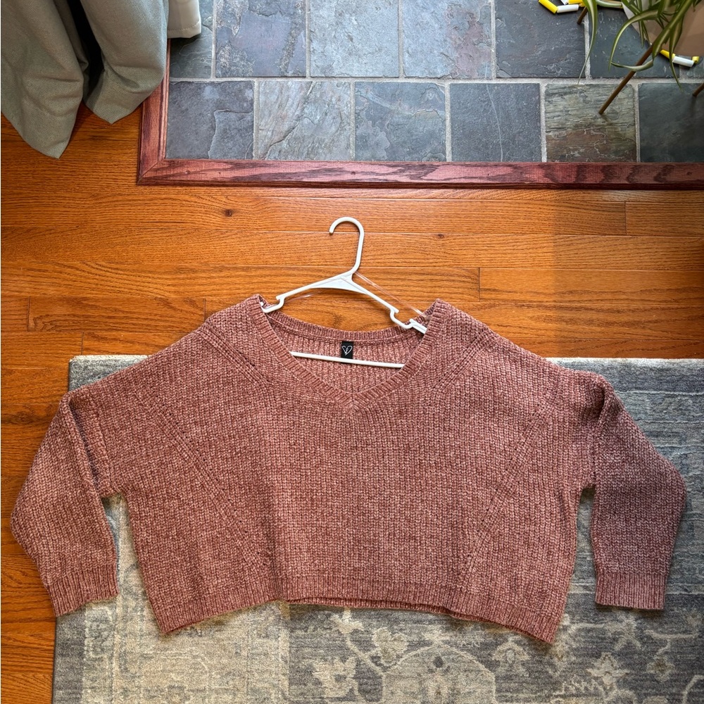Windsor Pink V-Neck Sweater Cozy Knit